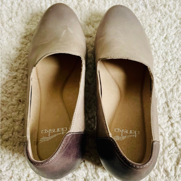 Dansko Taupe Napa Leather Block Heeled Loafers sz 6 - Picture 4 of 9
